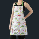 Retro Trailer Camping Flamingo Floral Bee Apron<br><div class="desc">A vintage kitsch inspired pattern with illustrations of antique campers,  flamingos,  bees,  flowers,  and bunting.</div>