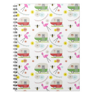 Retro Trailer & Flamingos Pattern Notebook