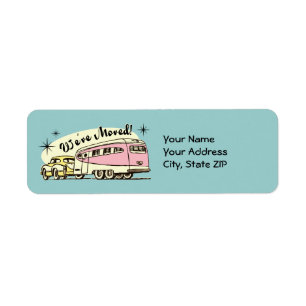 Retro Trailer We've Moved Return Address Label