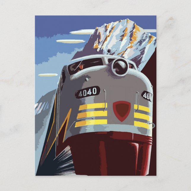 Retro train travel  postcard (Front)