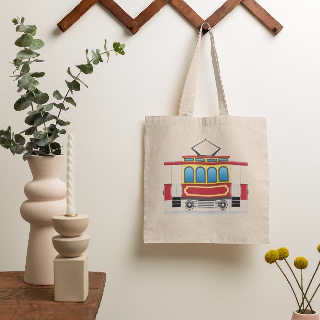 Retro Tram Illustration Tote Bag (Creator Uploaded)