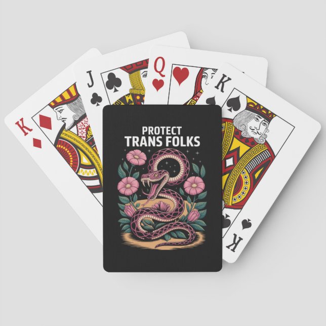 Retro Trans Pride Trans Right Protect Trans Folks Playing Cards (Back)