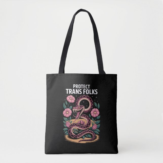 Retro Trans Pride Trans Right Protect Trans Folks Tote Bag (Front)