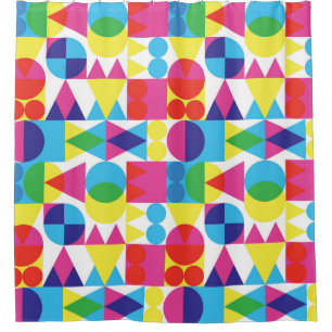 Retro transparent shapes background shower curtain