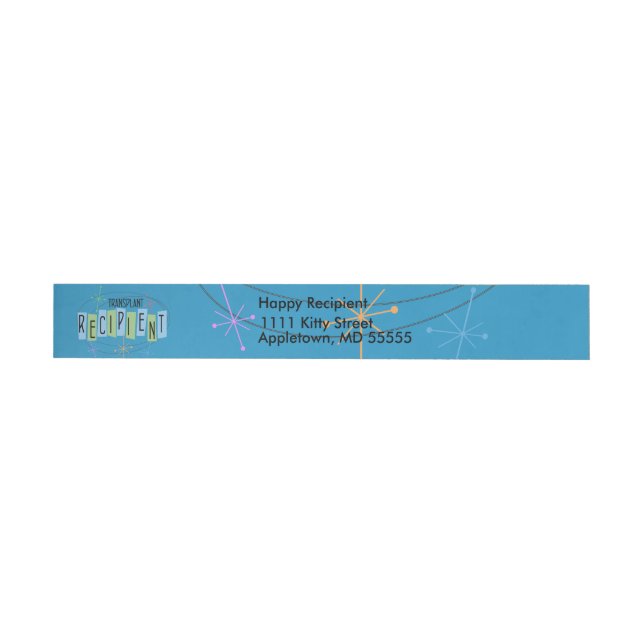 Retro Transplant Recipient, stars, atomic age Wraparound Address Label (Individual)