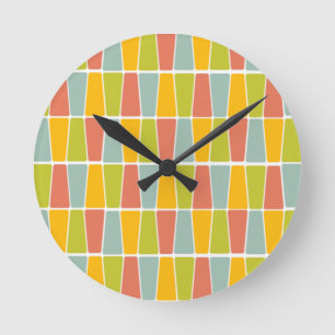 Retro Trapezoids Round Clock