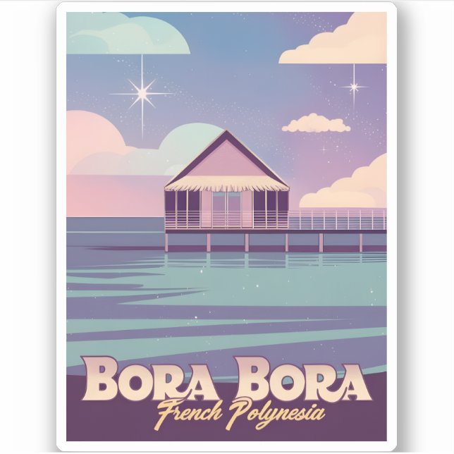 Retro Travel 80s Neon Bora Bora French Polynesia (Front)