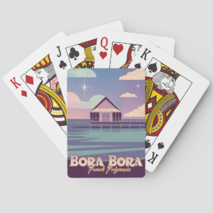 Retro Travel 80s Neon Bora Bora French Polynesia Playing Cards