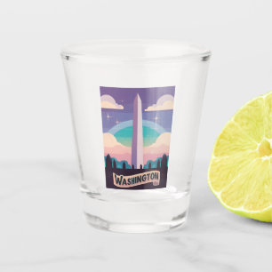 Retro Travel 80s Neon Washington Monument Lofi Art Shot Glass