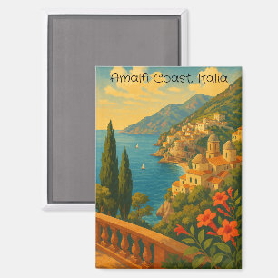 Retro Travel Amalfi Coast Italia Magnet