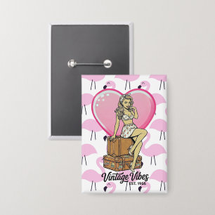 Retro Travel Beauty – Flamingo Pin-Up Style