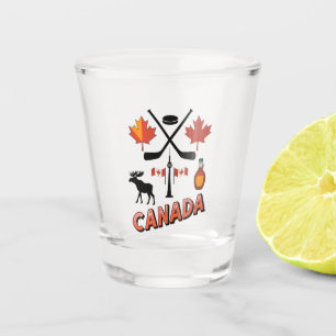 Retro Travel Canada Iconic National Symbols Shot Glass