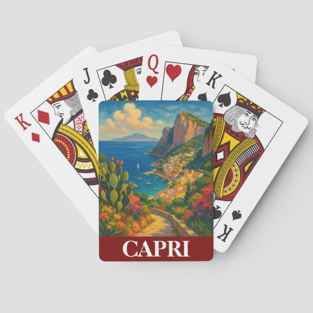 Retro Travel Capri Italy Scenery Playing Cards (Back)