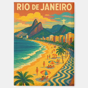 Retro Travel Copacabana Rio de Janeiro Brazil Magnet