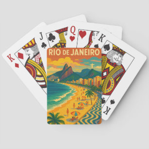 Retro Travel Copacabana Rio de Janeiro Brazil Playing Cards