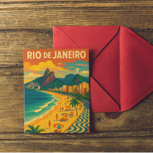 Retro Travel Copacabana Rio de Janeiro Brazil  Postcard