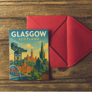 Retro Travel Glasgow Scotland  Postcard