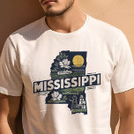 Retro Travel Iconic Mississippi Graphic T-Shirt<br><div class="desc">Celebrate the Magnolia State with this Retro Travel Iconic Mississippi Graphic T-Shirt. Featuring a vintage-inspired design that captures the unique charm and cultural richness of Mississippi, this shirt is perfect for travelers and residents alike. Made from high-quality materials for a comfortable fit, it's ideal for casual outings, travel, and everyday...</div>