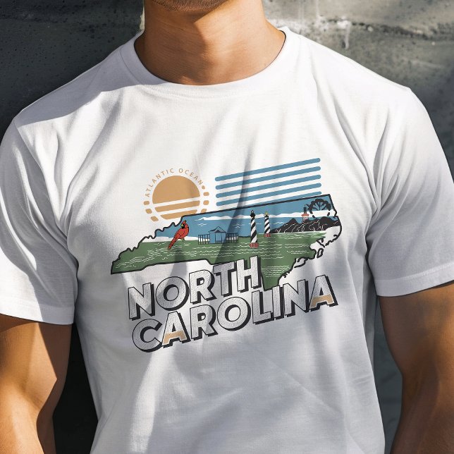 Retro Travel Iconic North Carolina Graphic T-Shirt (Creator Uploaded)