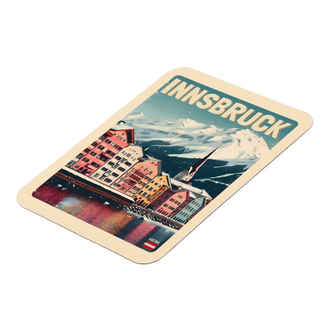 Retro travel Innsbruck Tyrol - Austrian alps gifts Magnet (Left Side)