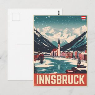 Retro travel Innsbruck Tyrol - Austrian alps gifts Postcard