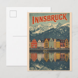 Retro travel Innsbruck Tyrol - Austrian alps gifts Postcard