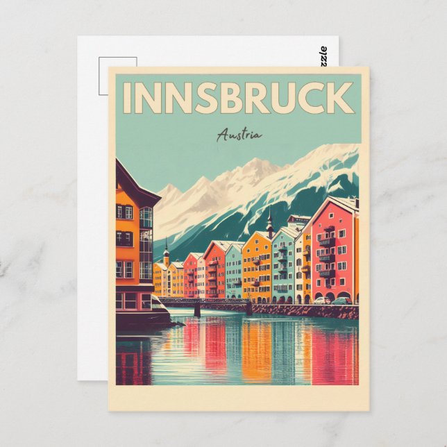 Retro travel Innsbruck Tyrol - Austrian alps gifts Postcard (Front/Back)