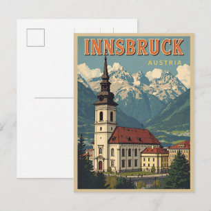 Retro travel Innsbruck Tyrol - Austrian alps gifts Postcard