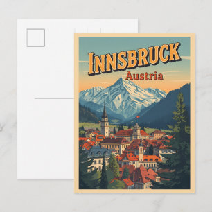 Retro travel Innsbruck Tyrol - Austrian alps gifts Postcard
