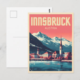 Retro travel Innsbruck Tyrol - Austrian alps gifts Postcard