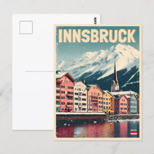 Retro travel Innsbruck Tyrol - Austrian alps gifts Postcard