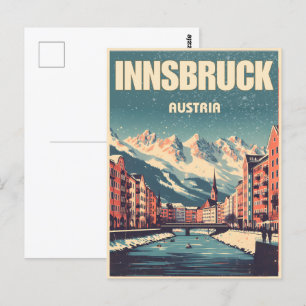 Retro travel Innsbruck Tyrol - Austrian alps gifts Postcard