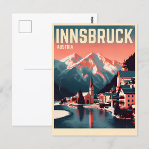 Retro travel Innsbruck Tyrol - Austrian alps gifts Postcard