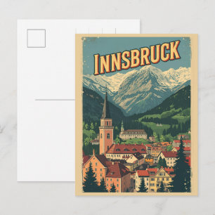 Retro travel Innsbruck Tyrol - Austrian alps gifts Postcard