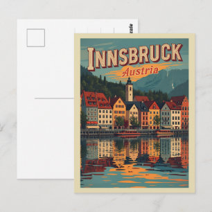 Retro travel Innsbruck Tyrol - Austrian alps gifts Postcard