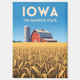 Retro Travel Iowa Vintage Heartland Farm Landscape Magnet