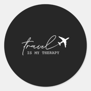 Retro Travel Is My Therapy 2024 Travel Vacation Tr Classic Round Sticker