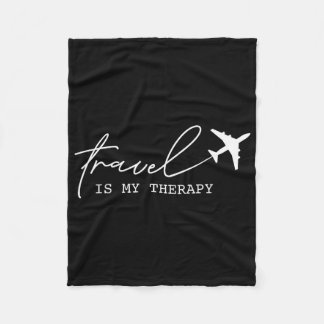 Retro Travel Is My Therapy 2024 Travel Vacation Tr Fleece Blanket