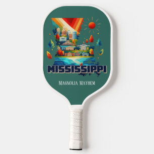 Retro Travel Map Mississippi State Pickleball Paddle