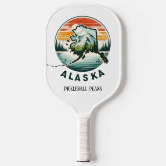 Retro Travel Map of Alaska State Pickleball Paddle