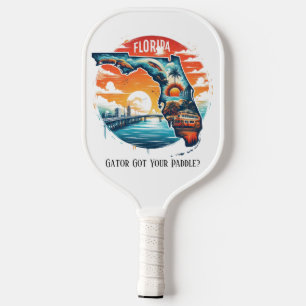Retro Travel Map of Florida State Pickleball Paddle