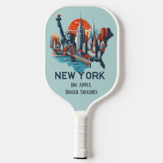 Retro Travel Map of New York State   Pickleball Paddle