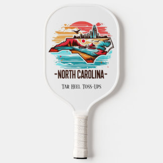 Retro Travel Map of North Carolina State   Pickleball Paddle
