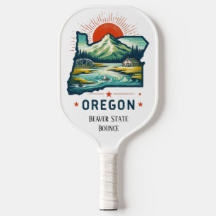 Retro Travel Map of Oregon State Pickleball Paddle