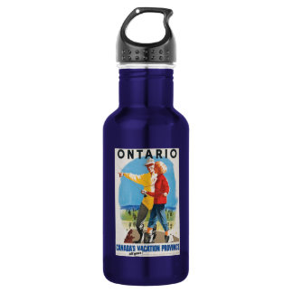 Retro Travel Ontario Poster Water Bottle