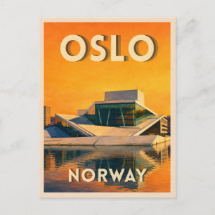 Retro Travel Oslo Norway Scenic Waterfront Sunset Postcard