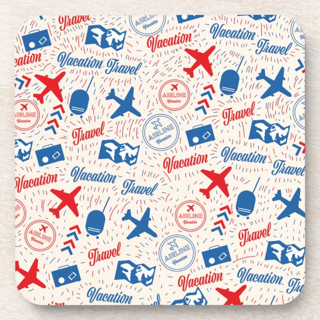 Retro travel pattern. coaster (Front)
