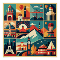 Retro Travel Poster Collage