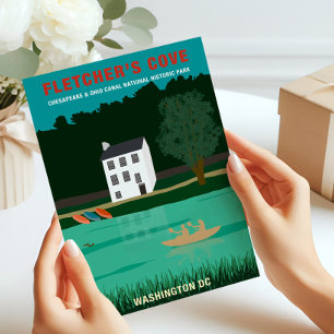 Retro Travel Poster Fletcher's Cove Washington DC Thank You Card