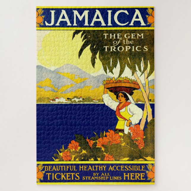 Retro Travel Poster Jamaica. Jigsaw Puzzle (Vertical)